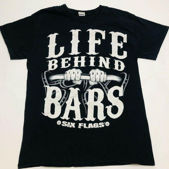 Six Flags Magic Mountain Black Jail Coaster Tshirt - Picture 8 of 10